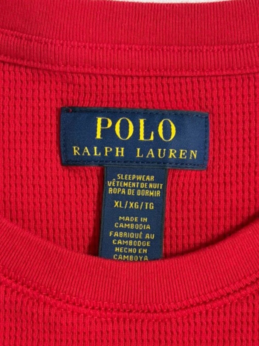 Polo Ralph Lauren Men’s Shirt Bear Red Crew Neck Long Sleeve Thermal Top XL - Picture 8 of 12